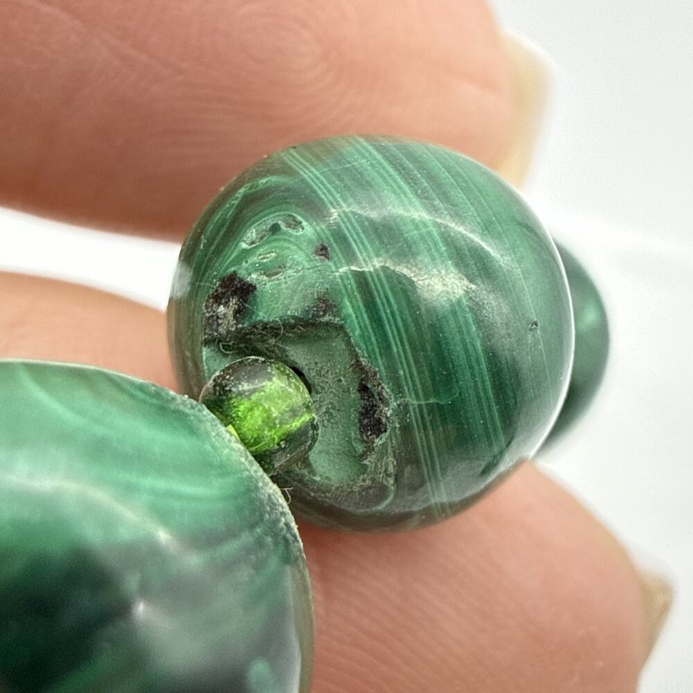 Vintage Graduated Malachite Bead Necklace Green Banded Stone 22" Estate 81.36 G - Picture 13 of 13